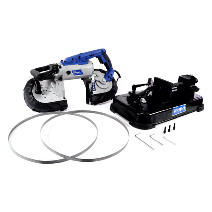 Scheppach MBS 1100 Sega a nastro per metallo 1100 W  127 / 80 mm ( 5901507901 ) + Tavolo per sega + 2x Nastri per sega M42