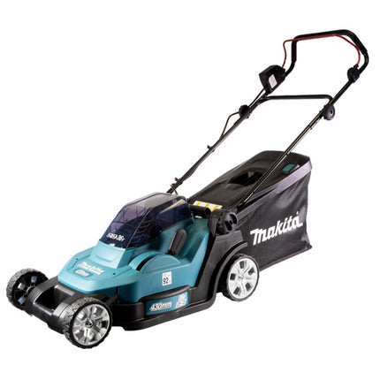 Makita DLM 432 M2 36 V ( 2x 18 V ) tosaerba a batteria da 43 cm senza spazzola + 2x batteria da 4,0 Ah - senza caricabatterie