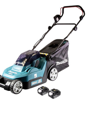 Cortacésped a batería Makita DLM 382 F2 36 V (2x 18 V) 38 cm 40 l + 2x batería 3,0 Ah - sin cargador