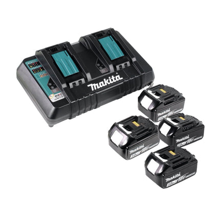 Makita DLM 382 PF4 batterie tondeuse 36 V ( 2x 18 V ) 38 cm 40 l + 4x batterie 3,0 Ah + double chargeur