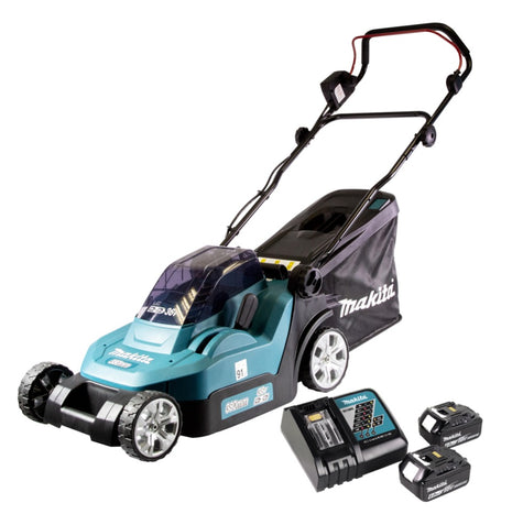 Cortacésped a batería Makita DLM 382 RG2 36 V (2x 18 V) 38 cm 40 l + 2x batería 6,0 Ah + cargador