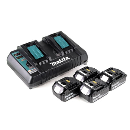 Makita DLM 382 PG4 Akku Rasenmäher 36 V ( 2x 18 V ) 38 cm 40 l + 4x Akku 6,0 Ah + Doppelladegerät