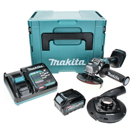 Meuleuse d'angle sur batterie Makita GA 005 GD101 40 V max. 125 mm sans balais XGT + 1x batterie 2,5 Ah + chargeur + hotte d'aspiration + Makpac