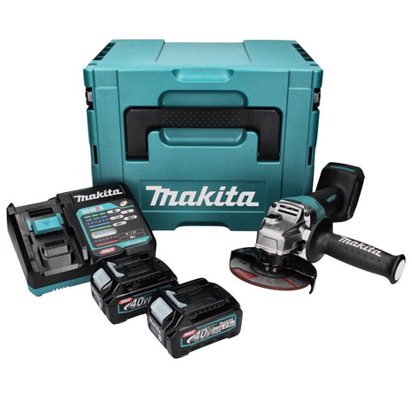 Meuleuse d'angle sur batterie Makita GA 013 GD201 40 V max. 125 mm sans balais XGT + 2x batterie 2,5 Ah + chargeur + Makpac