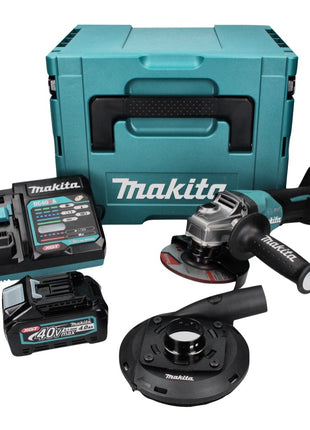 Makita GA 013 GM101 Akku Winkelschleifer 40 V max. 125 mm Brushless  XGT + 1x Akku 4,0 Ah + Ladegerät + Absaughaube + Makpac