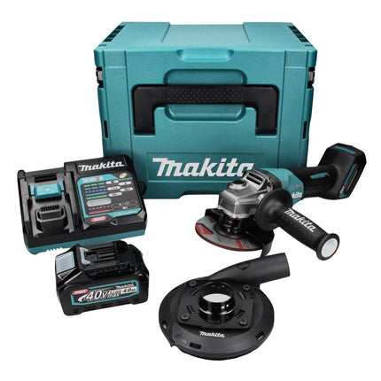 Makita GA 013 GM101 Akku Winkelschleifer 40 V max. 125 mm Brushless  XGT + 1x Akku 4,0 Ah + Ladegerät + Absaughaube + Makpac