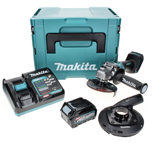 Makita GA 008 GD101 Akku Winkelschleifer 40 V max. 125 mm Brushless  XGT + 1x Akku 2,5 Ah + Ladegerät + Absaughaube + Makpac