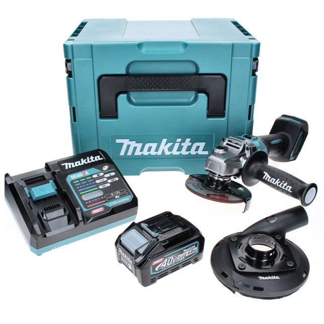 Makita GA 008 GM101 Akku Winkelschleifer 40 V max. 125 mm Brushless  XGT + 1x Akku 4,0 Ah + Ladegerät + Absaughaube + Makpac
