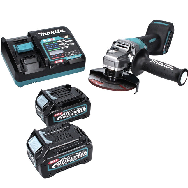Smerigliatrice angolare a batteria Makita GA 016 GD2 40 V max. 125 mm Brushless  XGT + 2x batteria 2,5 Ah + caricabatteria