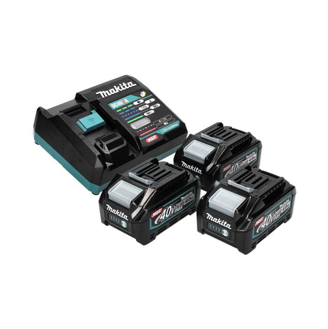 Kit di alimentazione Makita 40 V max. con 3 batterie BL 4040 da 4,0 Ah XGT ( 3x 191B26-6 ) + caricabatterie rapido DC 40 RA XGT LXT ( 191E07-8 )