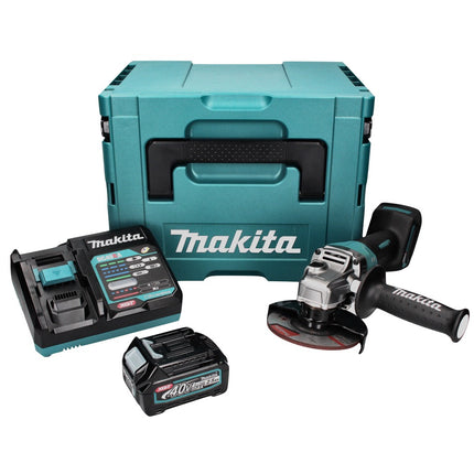 Amoladora angular a batería Makita GA 016 GD101 40 V máx. 125 mm sin escobillas XGT + 1x batería 2,5 Ah + cargador + Makpac