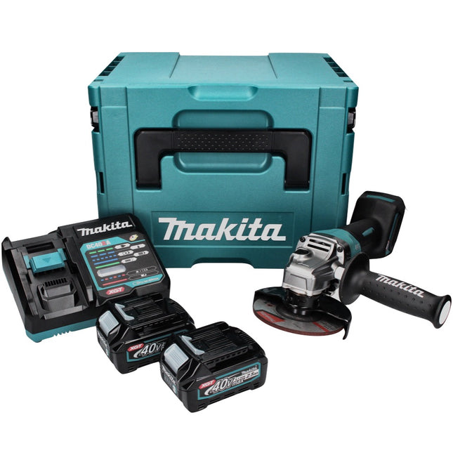 Amoladora angular a batería Makita GA 016 GD201 40 V máx. 125 mm sin escobillas XGT + 2x batería 2,5 Ah + cargador + Makpac