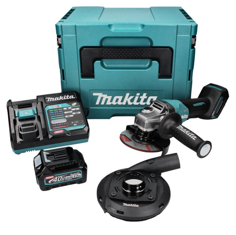 Makita GA 016 GD101 Akku Winkelschleifer 40 V max. 125 mm Brushless  XGT + 1x Akku 2,5 Ah + Ladegerät + Absaughaube + Makpac