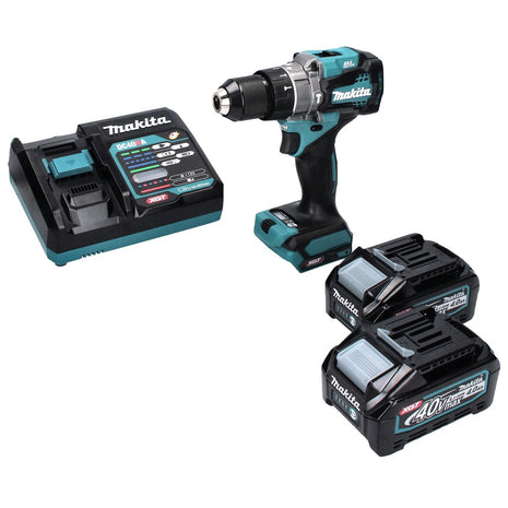 Taladro percutor inalámbrico Makita HP 001 GM2 40 V máx. 140 Nm XGT Brushless + 2x baterías 4,0 Ah + cargador