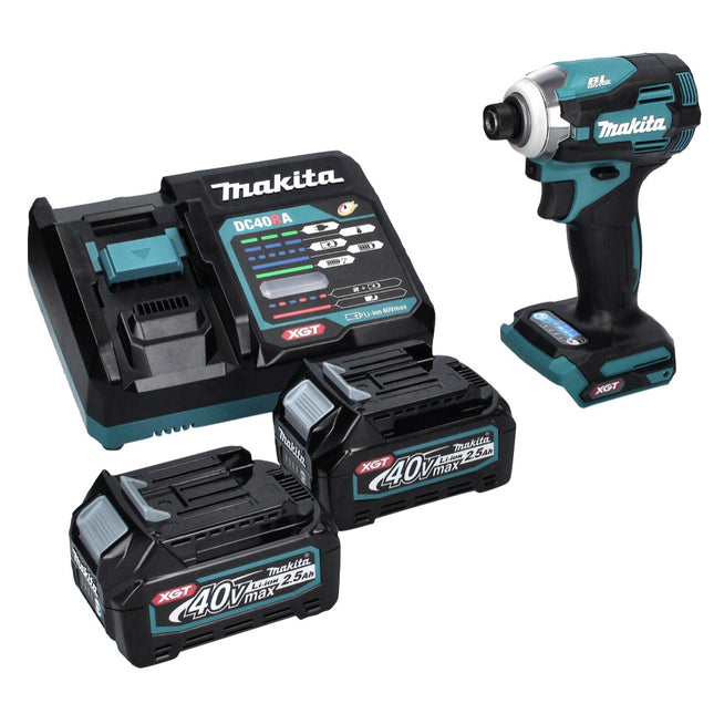 Makita TD 001 GD2 Akku Schlagschrauber 40 V 220 Nm 1/4" XGT Brushless + 2x Akku 2,5 Ah + Ladegerät