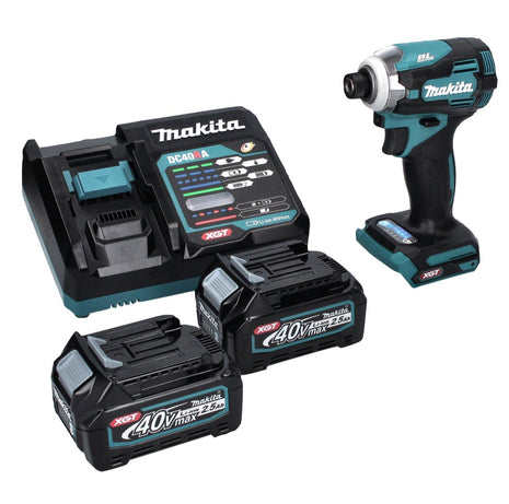 Makita TD 001 GD2 Llave de impacto a batería 40 V 220 Nm 1/4" XGT Brushless + 2x baterías 2,5 Ah + cargador