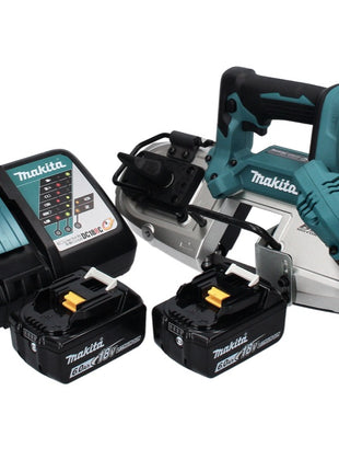 Makita DPB 183 RG Scie à ruban sans fil 18 V 66 mm Brushless + 2x Batteries 6,0 Ah + Chargeur