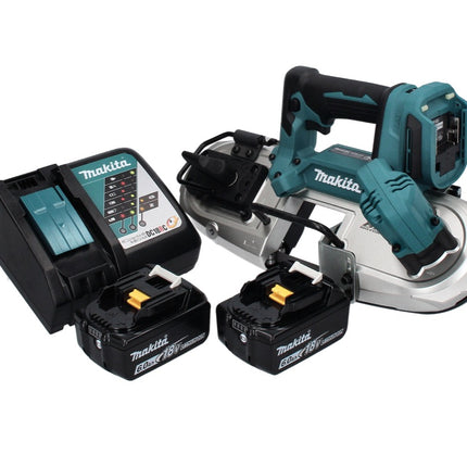 Makita DPB 183 RG Scie à ruban sans fil 18 V 66 mm Brushless + 2x Batteries 6,0 Ah + Chargeur