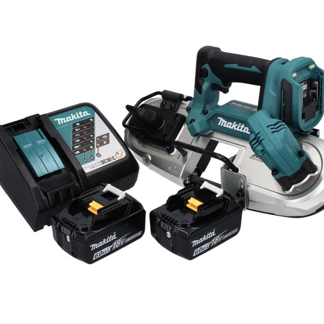 Makita DPB 183 RG Akku Bandsäge 18 V 66 mm Brushless + 2x Akku 6,0 Ah + Ladegerät