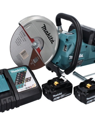 Makita DCE 090 RM2X1 tronçonneuse à batterie 36 V (2x 18 V) 230 mm sans balais + 2x batterie 4,0 Ah + chargeur