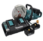 Makita DCE 090 PM2X1 Akku Trennschleifer 36 V ( 2x 18 V ) 230 mm Brushless + 2x Akku 4,0 Ah + Doppelladegerät