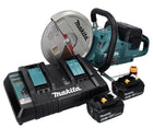 Makita DCE 090 PT2X1 Akku Trennschleifer 36 V ( 2x 18 V ) 230 mm Brushless + 2x Akku 5,0 Ah + Doppelladegerät