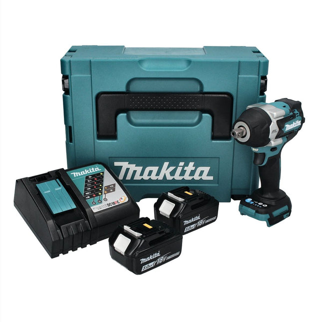 Llave de impacto sin cable Makita DTW 701 RTJ 18 V 700 Nm 1/2" XPT Brushless + 2x batería recargable 5.0 Ah + cargador + Makpac