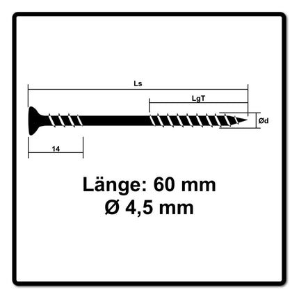 Tornillo fachada SPAX 4,5 x 60 mm 200 piezas Acero inoxidable A2 (2x 25470004506022) rosca de fijación mini cabeza avellanada T-STAR Plus Torx T20 CUT