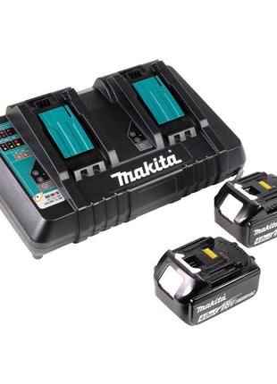 Makita DUB 363 PM2V Akku Gebläse / Laubsauger 36 V ( 2x 18 V ) Brushless + Absaug Set + 2x Akku 4,0 Ah + Doppelladegerät