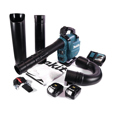 Makita DUB 363 RT2V Akku Gebläse / Laubsauger 36 V ( 2x 18 V ) Brushless + Absaug Set + 2x Akku 5,0 Ah + Ladegerät