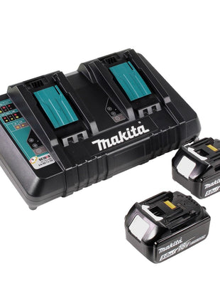 Makita DUB 363 PT2V Akku Gebläse / Laubsauger 36 V ( 2x 18 V ) Brushless + Absaug Set + 2x Akku 5,0 Ah + Doppelladegerät