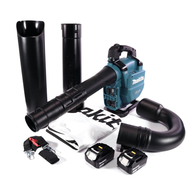 Makita DUB 363 G2V Soffiatore / aspirafoglie a batteria 36 V ( 2x 18 V ) Brushless + set di aspirazione + 2x batteria 6,0 Ah - senza caricabatterie