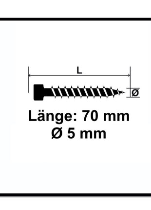 SPAX Terrassenschraube 5,0 x 70 mm Edelstahl A2 500 Stk. ( 2x 0537000500705 ) Fixiergewinde Zylinderkopf Torx T-STAR Plus T25 Cut