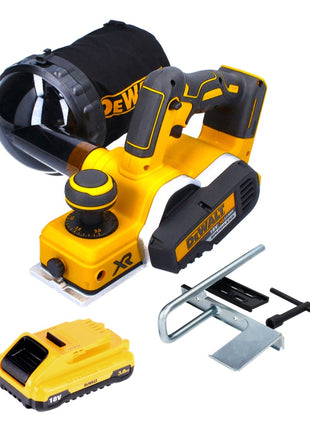 DeWalt DCP 580 N Akku Hobel 18 V 82 mm Brushless + Staubfangsack DWV 9390 + 1x Akku 3,0 Ah - ohne Ladegerät