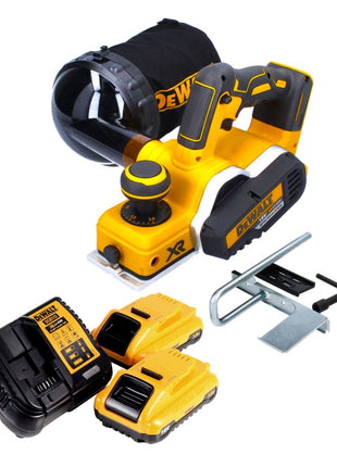 DeWalt DCP 580 L2 Akku Hobel 18 V 82 mm Brushless + Staubfangsack DWV 9390 + 2x Akku 3,0 Ah + Ladegerät