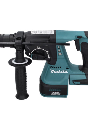 Taladro percutor inalámbrico Makita DHR 243 RFJ 18 V 2,0 J SDS plus sin escobillas + 2 baterías 3,0 Ah + cargador + juego de cinceles perforadores de 11 piezas + Makpac