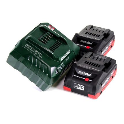Metabo BH 18 LTX BL 16 Perceuse à percussion sans fil 18 V 1,3 J SDS-plus Brushless + 2x Batteries 4,0 Ah + Chargeur + Jeu de perceuses et burins - 11 pièces, certifié PGM + Coffret MetaBOX