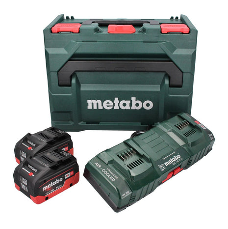 Metabo Set de base - 2x Batteries 18 V 10,0 Ah LIHD + Chargeur double + Coffret metaBOX