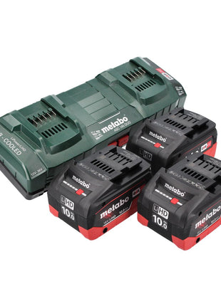 Metabo Set de base - 3x Batteries 18 V 10,0 Ah LIHD + Chargeur double + Coffret metaBOX