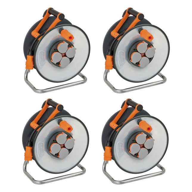 Brennenstuhl professionalLINE Juego de 4 bobinas de cable SteelCore 25 m IP 44 (4x 9191250100) H07RN-F 3G1.5