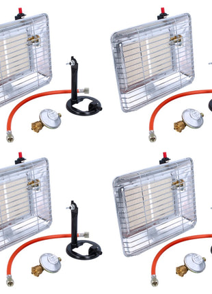 Rothenberger Industrial Set 4x Eco Piezo calentadores de gas (4x 35985) 2,7 kW - 4,2 kW para bombonas de gas propano de 5 kg y 11 kg