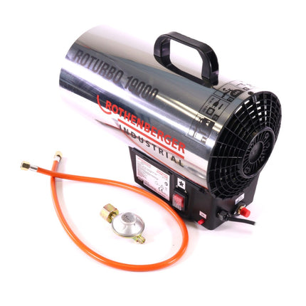 Rothenberger Industrial Set 2x RoTurbo 19000 Heizkanone + Piezo-Zündung + Schlauch + Regler ( 2x 1500000051 ) 980 °C Flamme