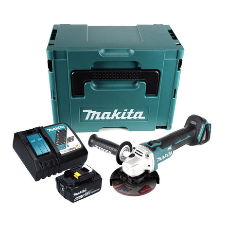 Makita DGA 504 RG1J Cordless angle grinder 18 V 125 mm brushless + 1x rechargeable battery 6.0 Ah + charger + Makpac