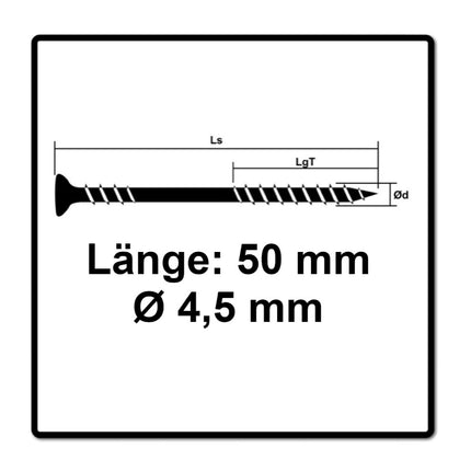Tornillo para fachada SPAX 4,5 x 50 mm 400 piezas Acero inoxidable A2 (2x 25470004505022) Rosca de fijación mini cabeza avellanada T-STAR Plus Torx T20 CUT