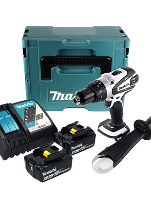 Makita DDF 458 RGJ W perceuse-visseuse sans fil 18 V 91 Nm blanc + 2x batteries 6,0 Ah + chargeur + Makpac