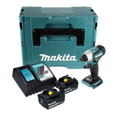 Makita DTD 155 RGJ Atornillador de impacto inalámbrico 18 V 140 Nm 1/4" sin escobillas + 2x batería 6,0 Ah + cargador + Makpac