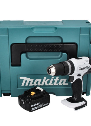 Makita DHP 453 T1J W perceuse à percussion sans fil blanc 18 V 42 Nm + 1x batterie 5,0 Ah + Makpac - sans chargeur