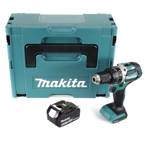 Taladro percutor inalámbrico Makita DHP 484 M1J 18 V 54 Nm sin escobillas + 1x batería 4,0 Ah + Makpac - sin cargador