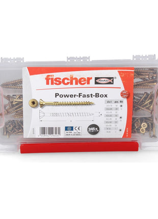 Fischer Power-Fast Box Set 2x 245 piezas 3,5 - 5 mm (2x 667005) cabeza avellanada con doble rosca Torx galvanizado, pasivado amarillo