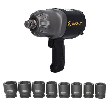 Rodcraft RC2377 Avvitatore ad impulsi 1950 Nm 3/4" + Set di 8 chiavi a bussola RS618 in acciaio al cromo molibdeno